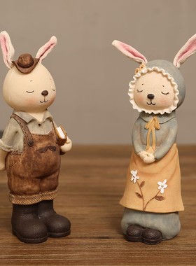 情侣摆件玩偶创意可爱少女生丑萌兔公仔家居桌面办公室床头装饰品