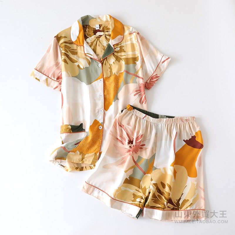 棉绸睡衣女士夏季薄款2021年新款夏天短袖短裤两件套装居家居服,淘宝优惠券,粉丝福利购,淘宝优惠卷