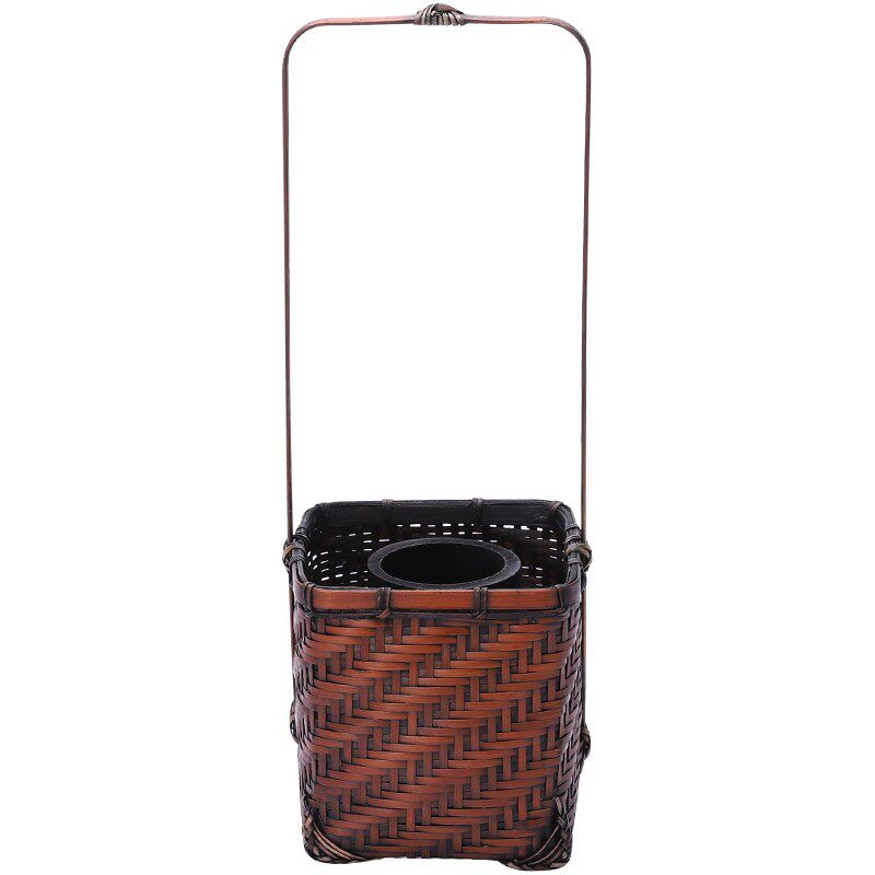 手工竹编花篮插花花器花瓶花入花架水培日式花道装饰摆件复古禅意,淘宝优惠券,粉丝福利购,淘宝优惠卷