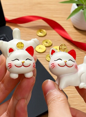 可爱福乐招财猫趴趴树脂摆件