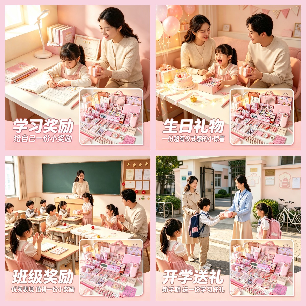 Girls stationery set gift box school gift package first grade children's school supplies gift primary school students junior high school students special practical stationery supplies birthday souvenir girl heart gift