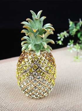 满钻凤梨合金摆件家居创意珐琅彩色工艺品贺礼商务礼品摆件