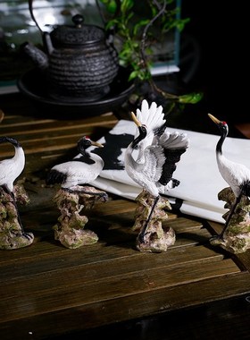 鱼缸内饰盆景造景假山水景仿真树脂小仙鹤室外动物摆件小饰品物件