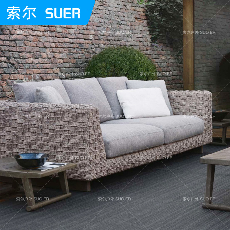 户外沙发藤沙发设计酒店样板房织带沙发室外软装庭院民宿藤编沙发,淘宝优惠券,粉丝福利购,淘宝优惠卷