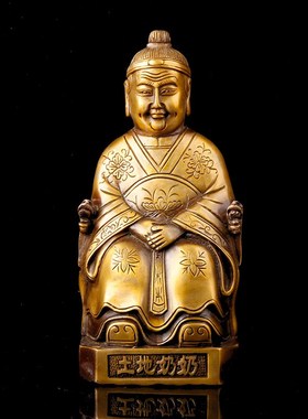 黄铜土地公土地婆神像土地爷土地奶摆件福德正神佛像家用供奉大号