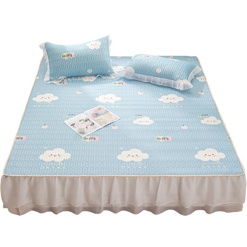 夏季冰丝乳胶凉席床裙款三件套母婴a类可机洗加厚空调席2024新款,淘宝优惠券,粉丝福利购,淘宝优惠卷