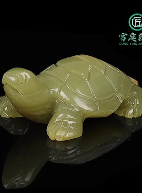天然玉石招财金钱龟摆件客厅办公室桌面创意小乌龟茶宠装饰工艺品