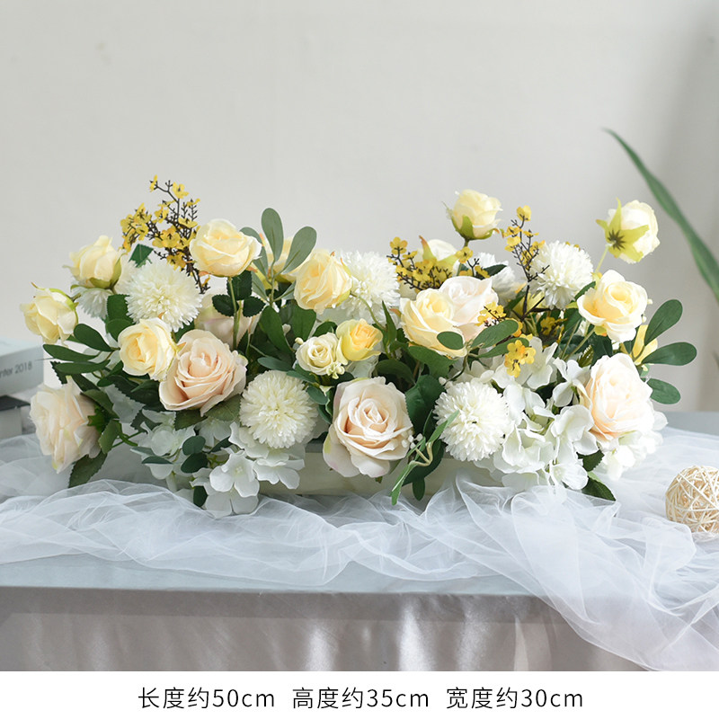 新款假花长餐桌摆花客厅摆设酒店饭厅店铺茶几电视柜桌面装饰花艺,淘宝优惠券,粉丝福利购,淘宝优惠卷