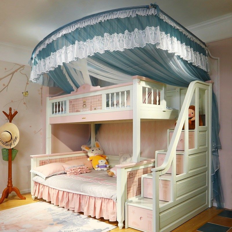 U型伸缩子母床蚊帐加密加厚支架上下铺柜梯1.2m1.5儿童双层高低床,淘宝优惠券,粉丝福利购,淘宝优惠卷