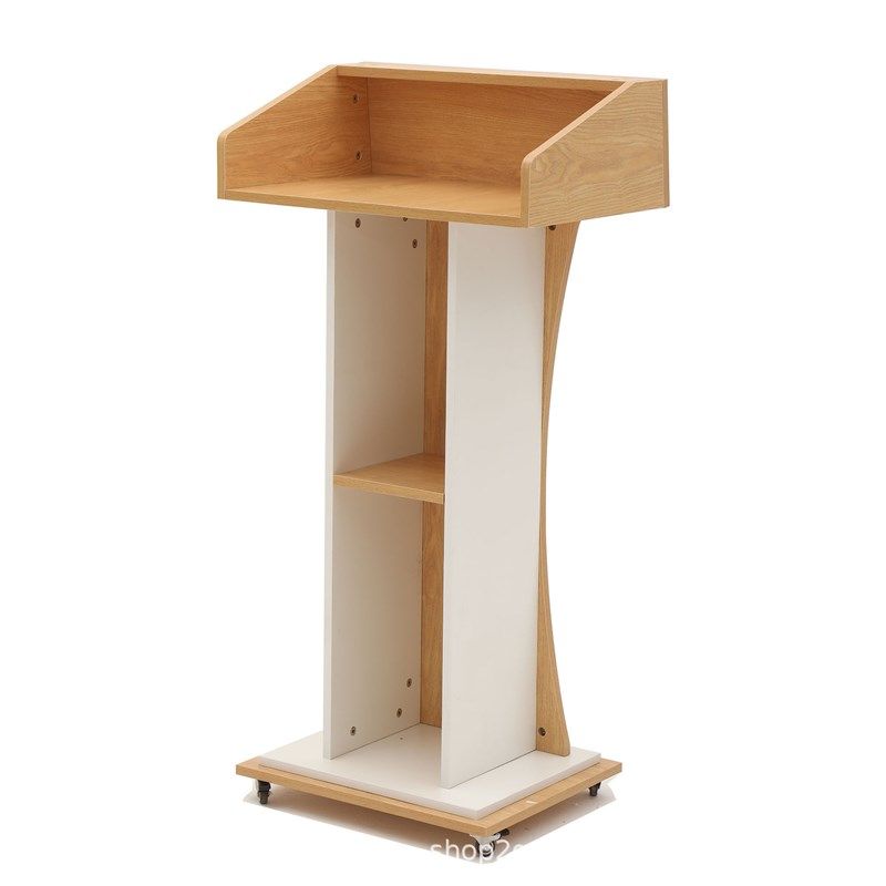 演讲台落地迎宾接待会议室报告厅可移动讲桌高级感浅木纹色发言台,淘宝优惠券,粉丝福利购,淘宝优惠卷