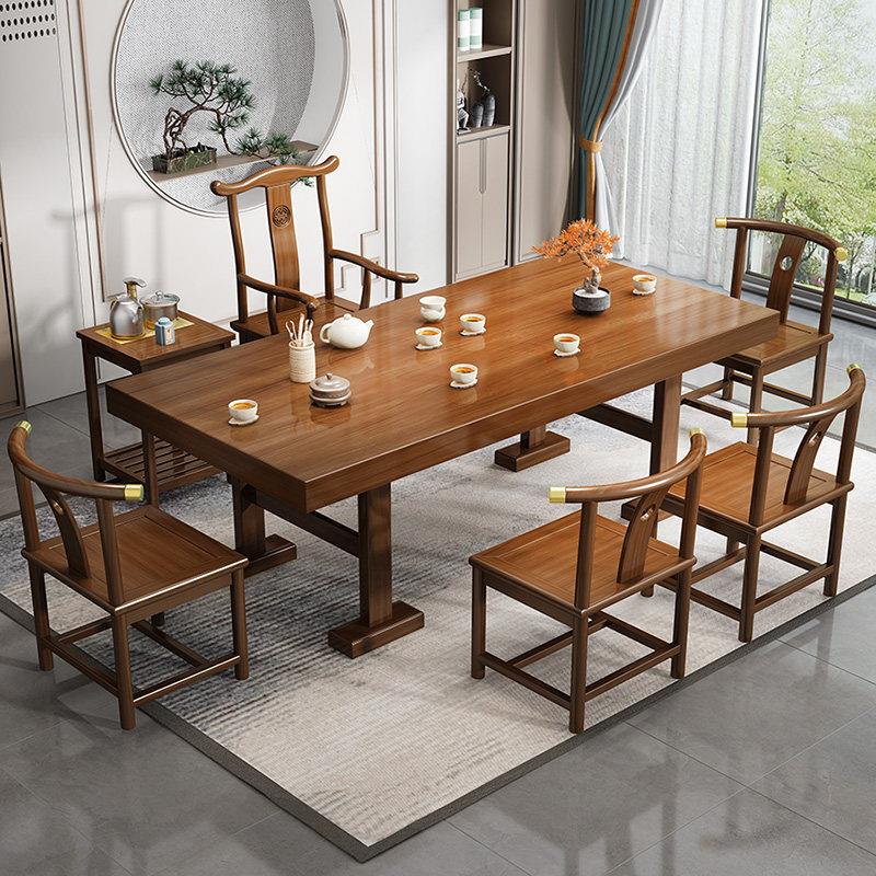 Solid wood large board tea table and chair combination coffee table flat dry tea table tea table home office tea set all in one