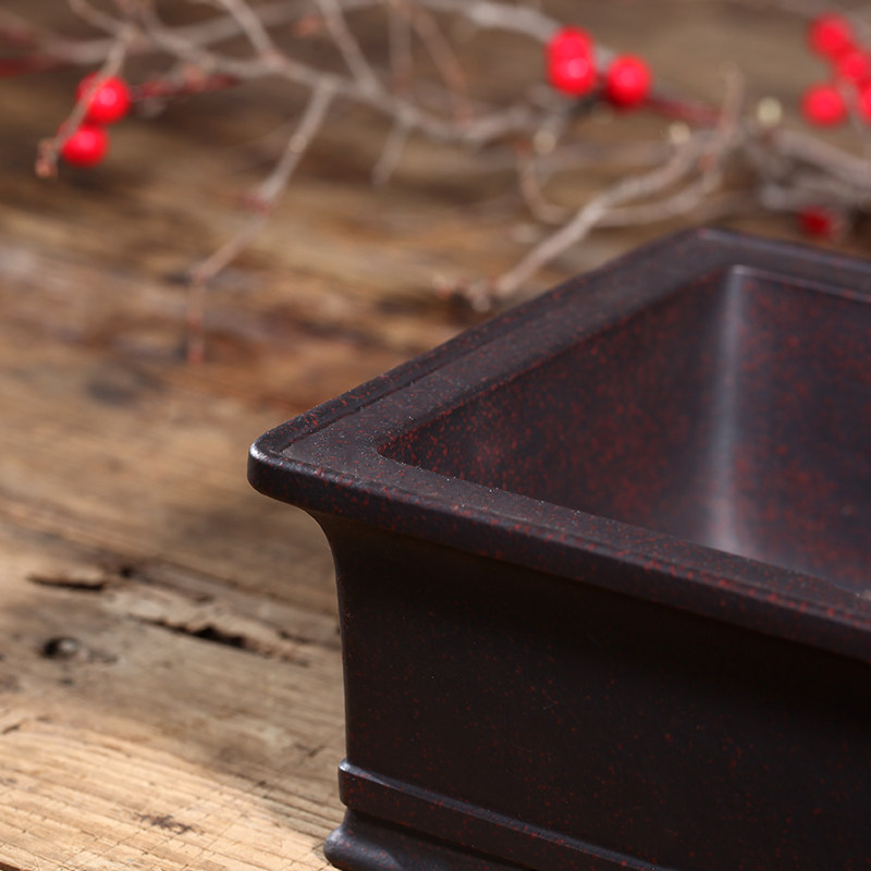 玖紫轩宜兴精品原矿紫砂花盆名家手工制作古红泥马槽盆长方瓢口盆,淘宝优惠券,粉丝福利购,淘宝优惠卷