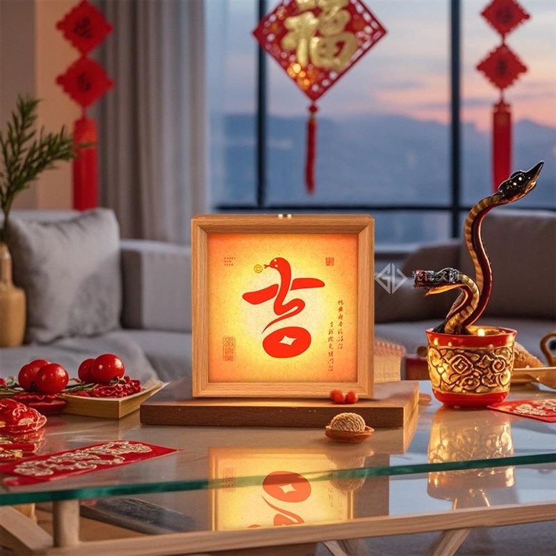 2025蛇年新款氛围灯画新年客厅桌面吉祥福字摆件装饰画小夜灯相框,淘宝优惠券,粉丝福利购,淘宝优惠卷
