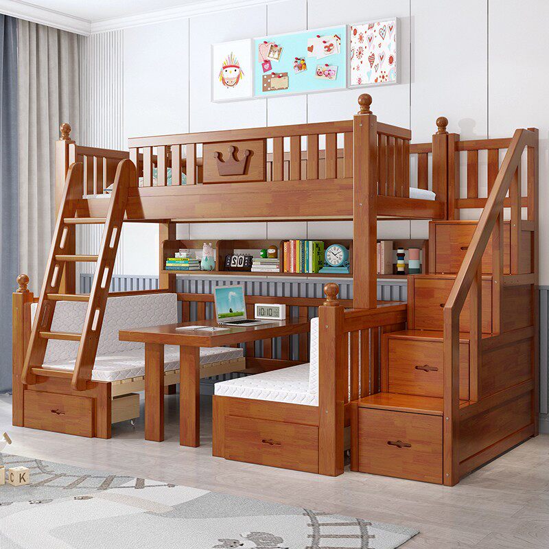 上下床双层床多功能全实木高低床成年小户型上下铺橡木子母儿童床,淘宝优惠券,粉丝福利购,淘宝优惠卷
