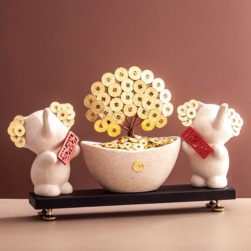 新中式电视柜装饰摆饰轻奢大吉大利玄关酒柜摆设客厅乔迁新居礼品,淘宝优惠券,粉丝福利购,淘宝优惠卷