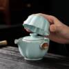 Ruyao Tianqing hand-caught pot teapot ceramic opening piece can support Kungfu tea set household ice crack glaze travel tea set