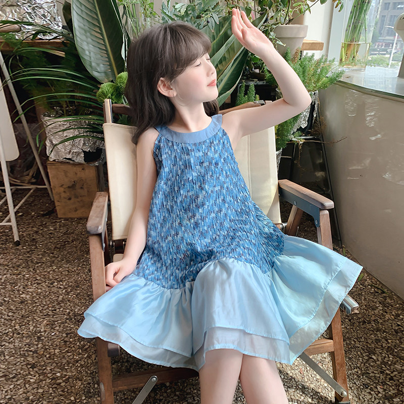 女童连衣裙夏季2024新款儿童洋气时髦吊带公主裙小女孩挂脖裙子薄,淘宝优惠券,粉丝福利购,淘宝优惠卷
