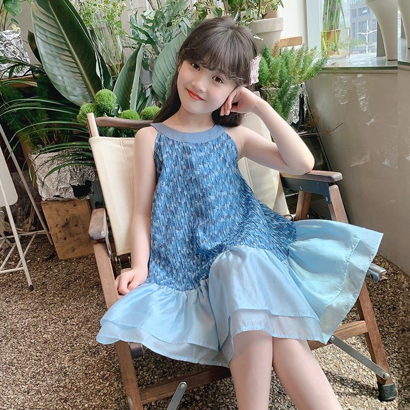 女童连衣裙夏季2024新款儿童洋气时髦吊带公主裙小女孩挂脖裙子薄,淘宝优惠券,粉丝福利购,淘宝优惠卷