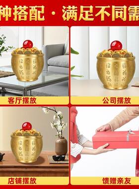 黄铜米缸冰箱上的百福缸铜缸聚宝盆聚铜制缸财家居办公室客厅小号