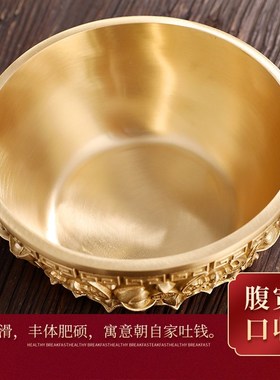 实心纯铜聚宝盆摆件招财聚财办公室客厅玄关装饰工艺品全黄铜铜器