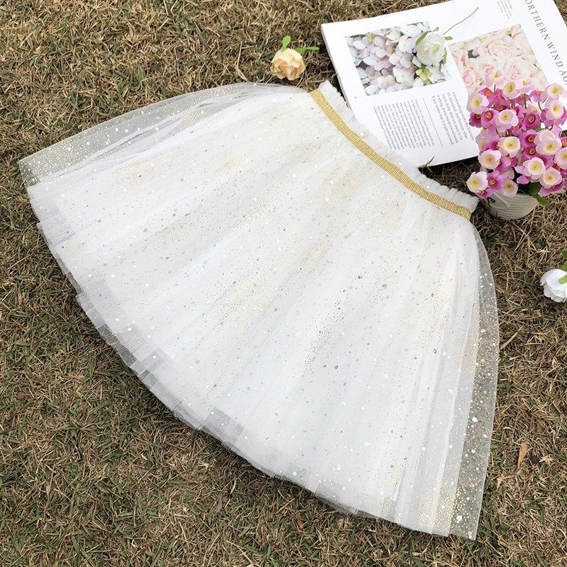 洋气星空女童半身裙2025夏季闪闪百褶裙子女宝蓬蓬裙儿童网纱短裙,淘宝优惠券,粉丝福利购,淘宝优惠卷