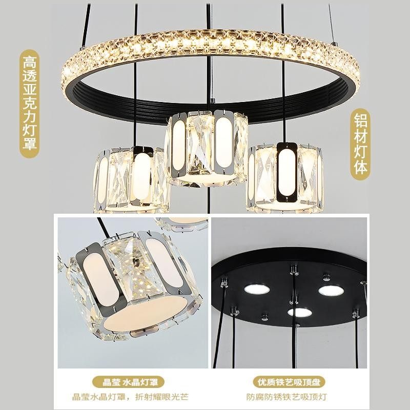 餐厅灯水晶吊灯轻奢2021新款美式遥控四头LED饭厅卧室温馨餐桌灯,淘宝优惠券,粉丝福利购,淘宝优惠卷