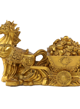 纯铜马拉聚宝盆元宝马上发财十二生肖马招财开运家居工艺礼品摆件
