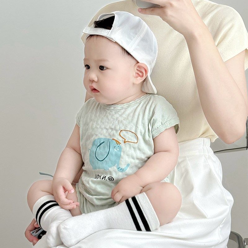 婴儿衣服夏季男童薄款纯棉背心套装男宝宝可爱无袖短裤卡通女童装,淘宝优惠券,粉丝福利购,淘宝优惠卷