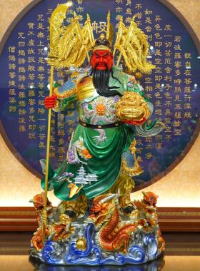 武财神关公神像供奉像树脂生意人摆件九龙关公绿袍关二爷关羽镇宅