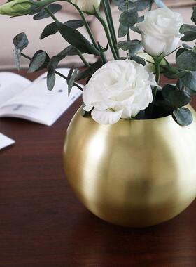 不锈钢花瓶跨境金属金色球形花瓶黑色北欧插花器桌面餐桌装饰摆饰