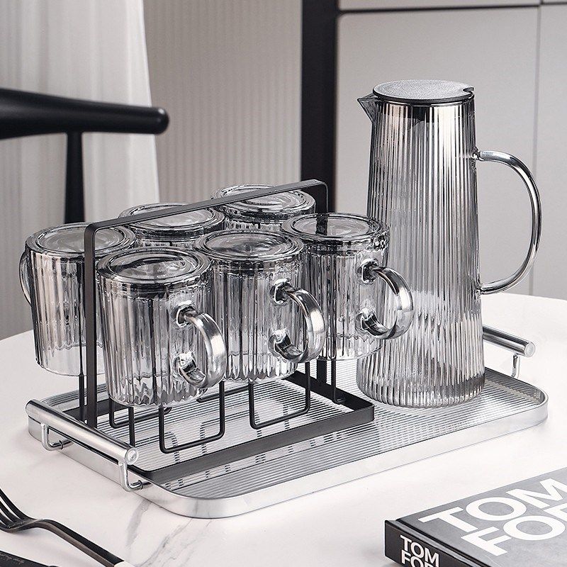 现代高级感玻璃杯套装家用水杯客厅待客茶杯家庭喝水杯子杯架杯具,淘宝优惠券,粉丝福利购,淘宝优惠卷