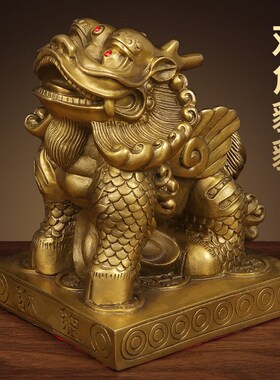 铜貔貅摆件一对客厅店铺家居办公桌黄铜装饰皮丘貔貅开业工艺礼品