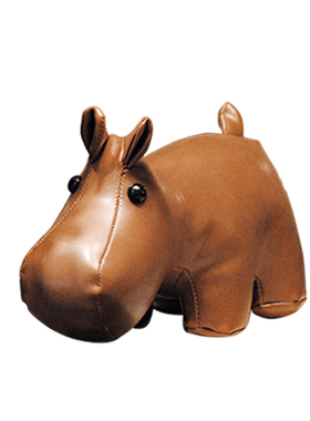 北欧轻奢摆件皮质河马皮革公仔礼物创意样板间电视柜卧室软装饰品