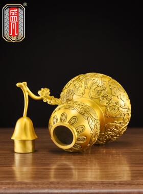 铜葫芦摆件纯铜镇宅开口空心葫芦家居玄关装饰品招财开业乔迁礼品