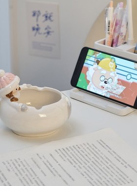 创意可爱小羊烟灰缸高级感小众装饰摆件家用客厅茶几少女陶瓷烟缸