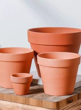 红陶花盆30cm大口径红陶花盆田园带底孔大型绿植花盆客厅落地透气