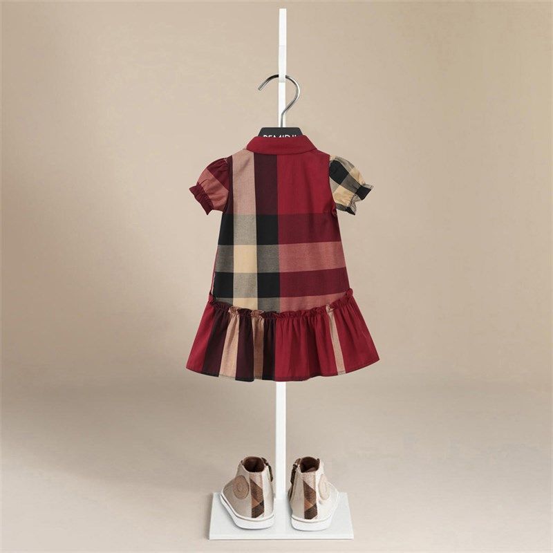 伯米吉新款 夏季花边袖英伦小尖领女宝宝连衣裙复古气质童装裙子,淘宝优惠券,粉丝福利购,淘宝优惠卷