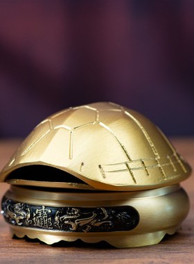 小铜记纯铜乌龟壳铜龟壳创意六摇卦铜钱用具家用六十四卦富甲天下