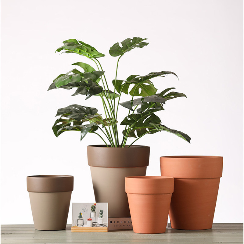 罗马北欧拼色红陶花盆带托盘透水透气摩卡陶土粗陶盆绿植花卉盆栽,淘宝优惠券,粉丝福利购,淘宝优惠卷
