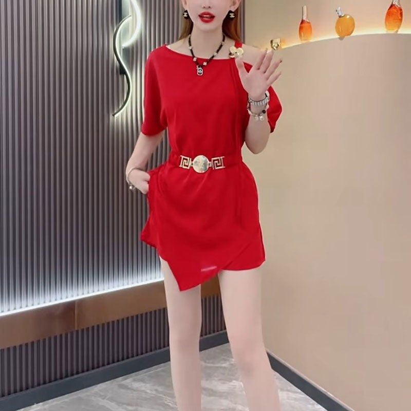 2024夏季新款小个子气质显瘦设计感露肩短袖上衣短裤女士两件套装,淘宝优惠券,粉丝福利购,淘宝优惠卷