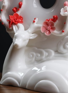 东方泥土陶瓷平安扣福禄摆件新中式家居客厅电视柜酒柜装饰品礼品