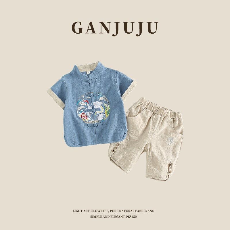 儿童汉服男童夏季套装中国风古装男宝宝一周岁宴礼服夏装抓周唐装,淘宝优惠券,粉丝福利购,淘宝优惠卷