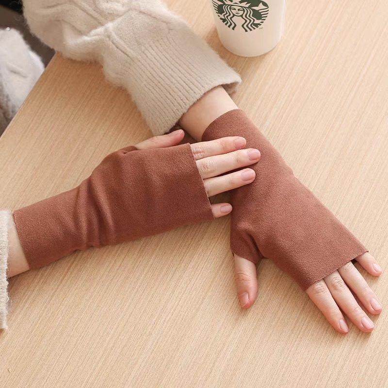 自发热德绒半指手套女秋冬季保暖防寒学生写字办公打字漏指手套,淘宝优惠券,粉丝福利购,淘宝优惠卷