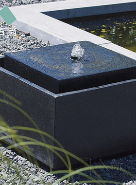 四方流水喷泉庭院水景小品简约加湿假山风水招财水钵摆件阳台送礼