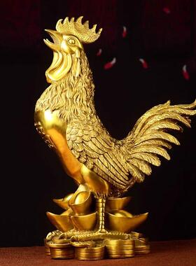 纯铜十二生肖文昌鸡 黄铜吉祥招财摆件 新中式动物造型客厅装饰小