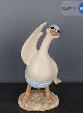 美式北欧风格可爱拟人创意个性动物泳装玄关电视柜客厅装饰品摆件