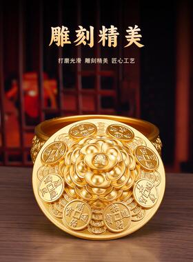 纯铜聚宝盆带盖金蟾蜍装饰品客厅商店装饰存钱罐开幕礼物黄铜米罐