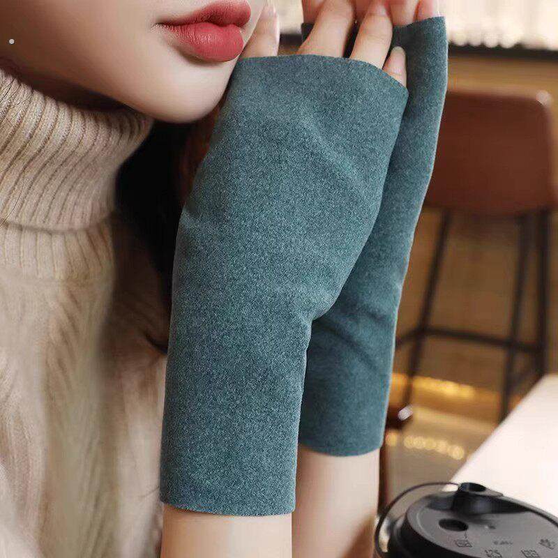 德绒半指手套女冬季半截漏手指加绒保暖防寒开车学生写字连指触屏,淘宝优惠券,粉丝福利购,淘宝优惠卷