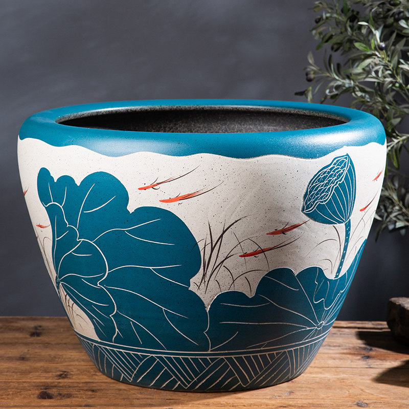 陶瓷金鱼缸睡莲荷花碗莲缸阳台养乌龟缸特大号庭院种树仿古大缸,淘宝优惠券,粉丝福利购,淘宝优惠卷