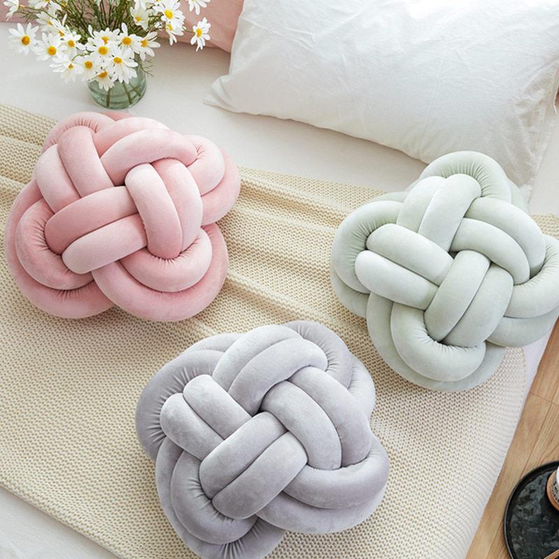 Ins Nordic Danish Knot ball Chinese knot hand-woven cushion sofa bay window balcony cushion special-shaped pillow